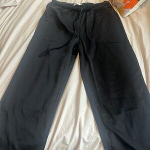 Mango black satin drawstring pants